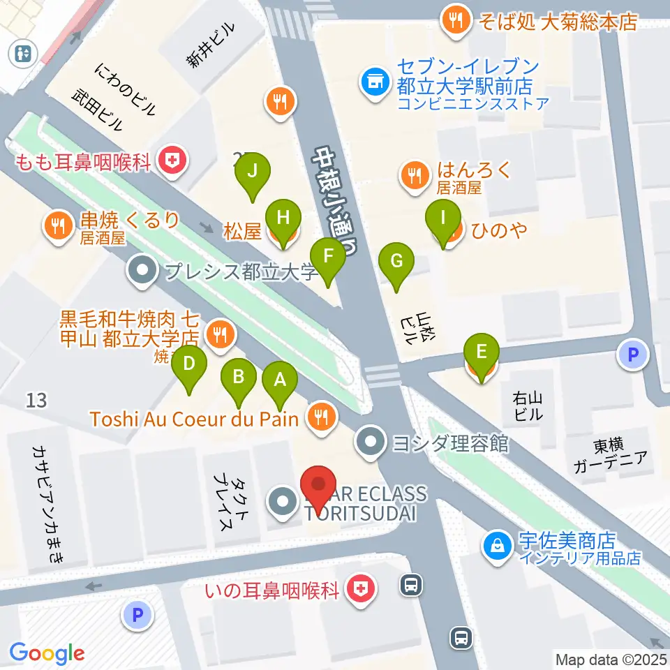 山田聖ヴァイオリン工房周辺のファミレス・ファーストフード一覧地図