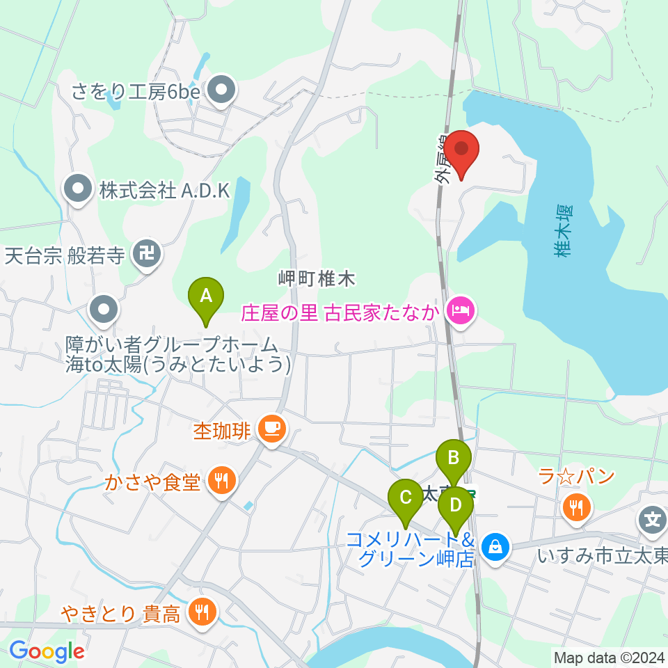 宮沢音楽院周辺のファミレス・ファーストフード一覧地図