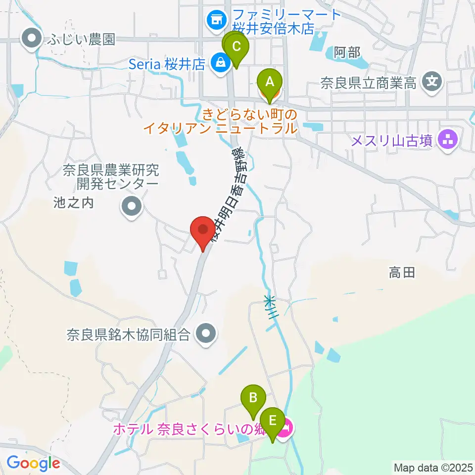 レイジーウッド音楽教室周辺のファミレス・ファーストフード一覧地図