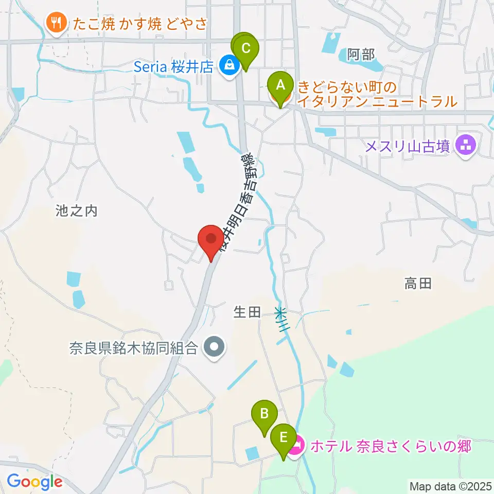 レイジーウッド音楽教室周辺のファミレス・ファーストフード一覧地図