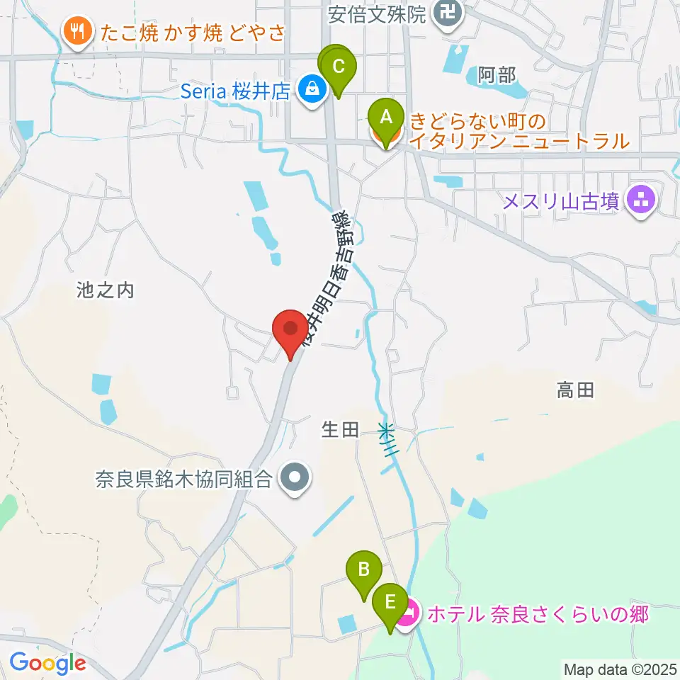 レイジーウッド音楽教室周辺のファミレス・ファーストフード一覧地図