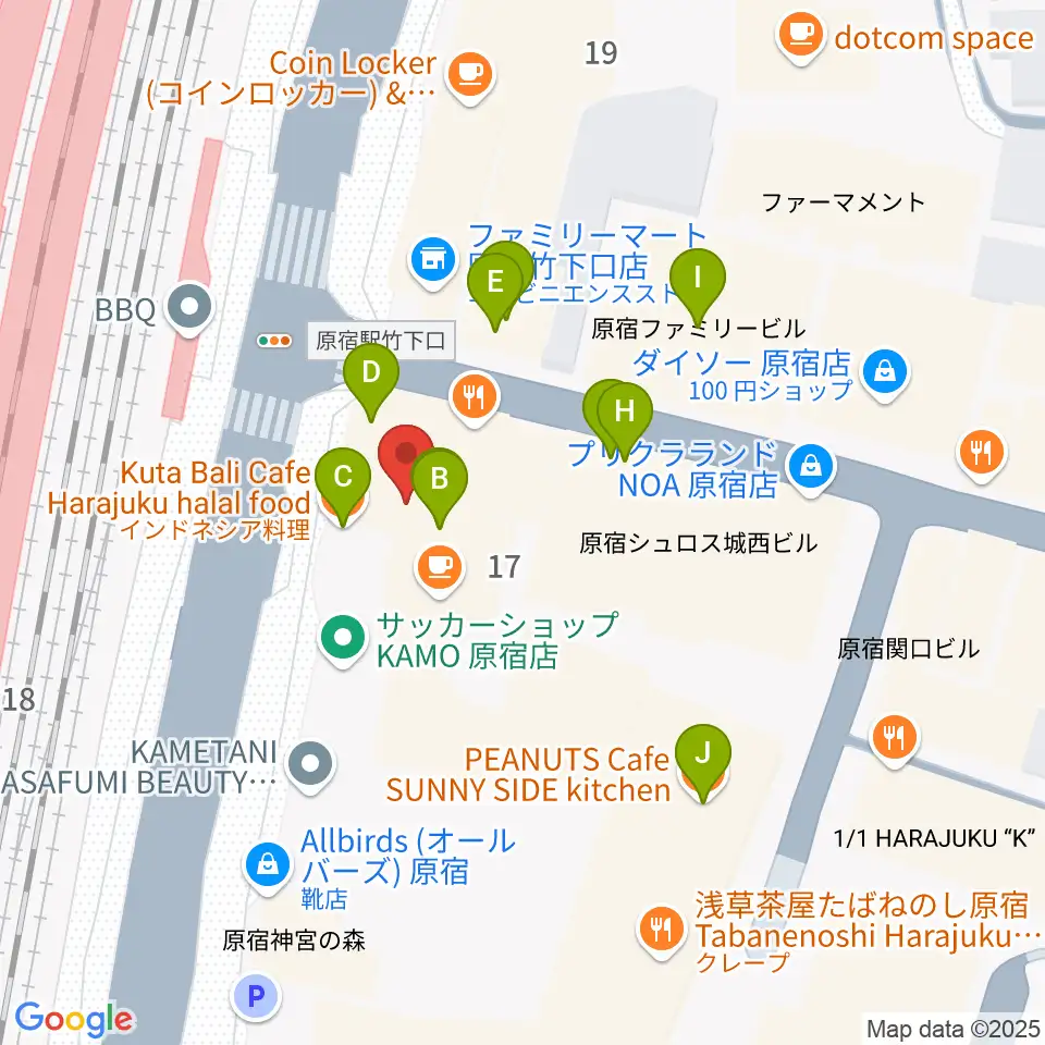 Five G周辺のファミレス・ファーストフード一覧地図