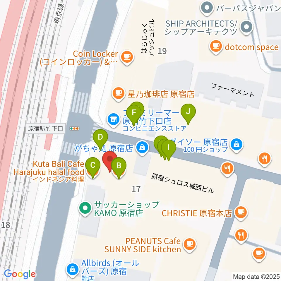 Five G周辺のファミレス・ファーストフード一覧地図