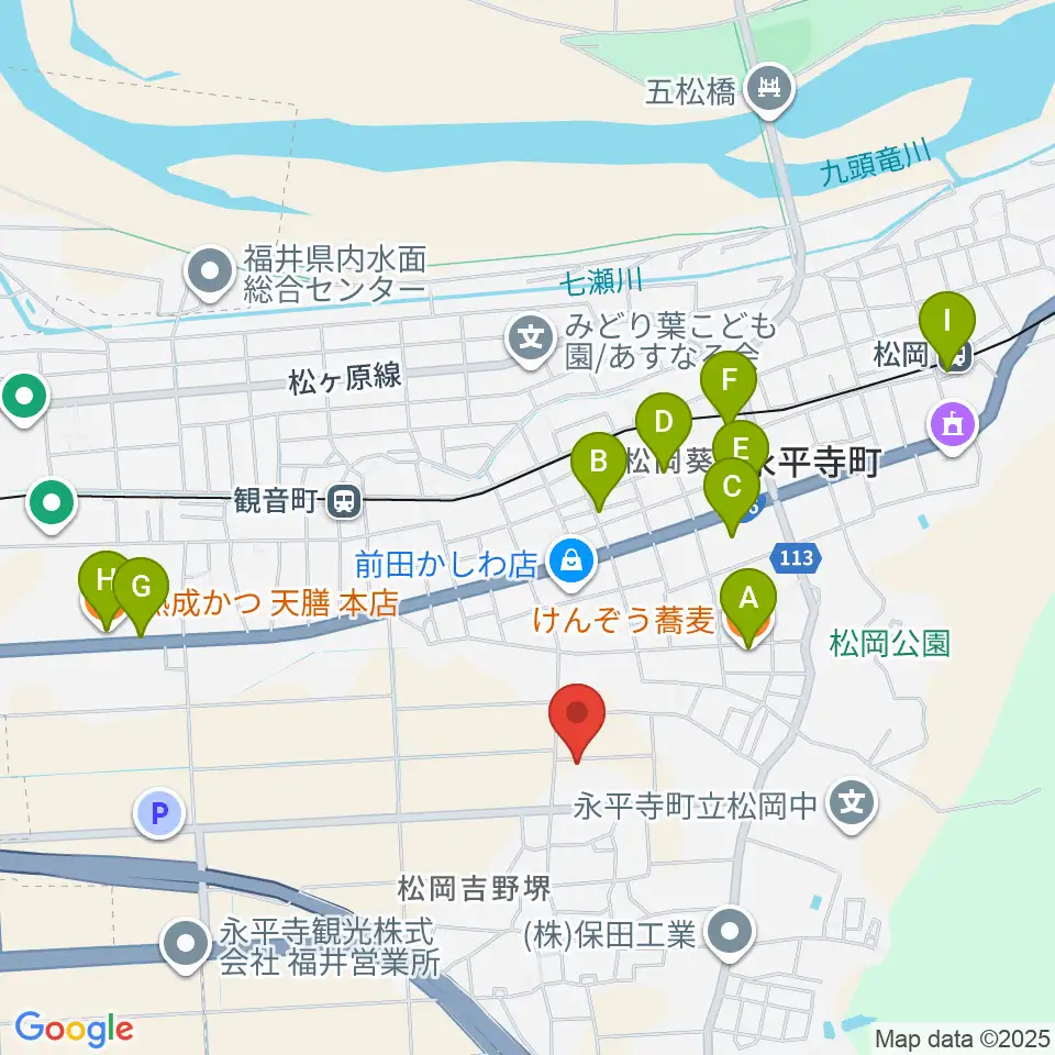 青山ハープ 福井本社周辺のファミレス・ファーストフード一覧地図