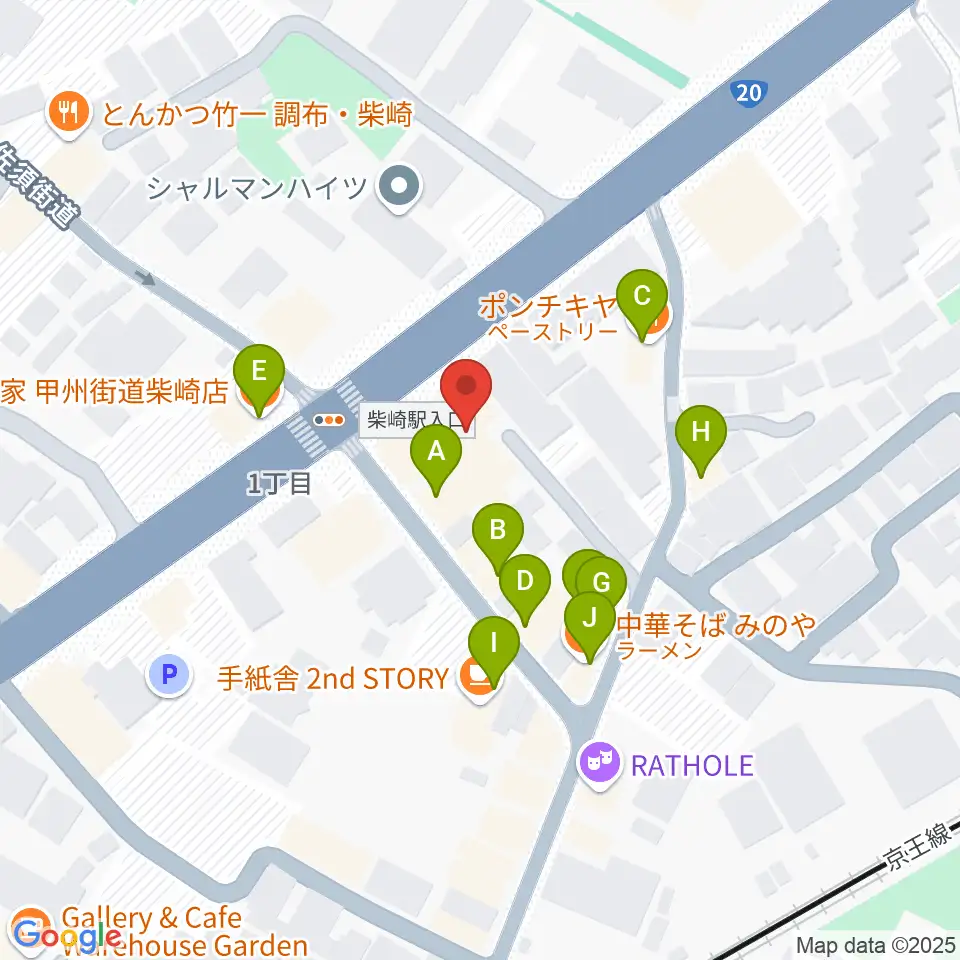 J.K.キューブ101スタジオエチュード周辺のファミレス・ファーストフード一覧地図