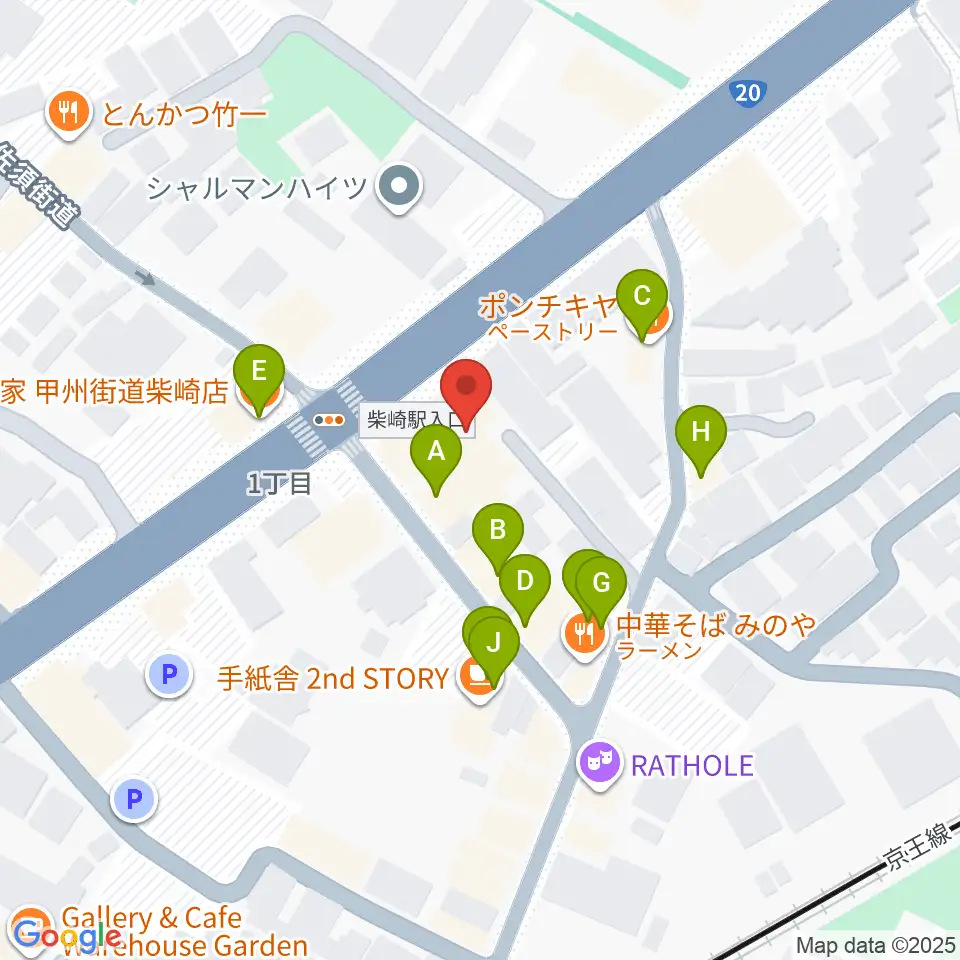 J.K.キューブ101スタジオエチュード周辺のファミレス・ファーストフード一覧地図