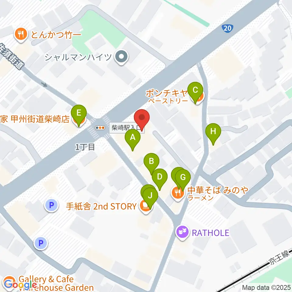 J.K.キューブ101スタジオエチュード周辺のファミレス・ファーストフード一覧地図