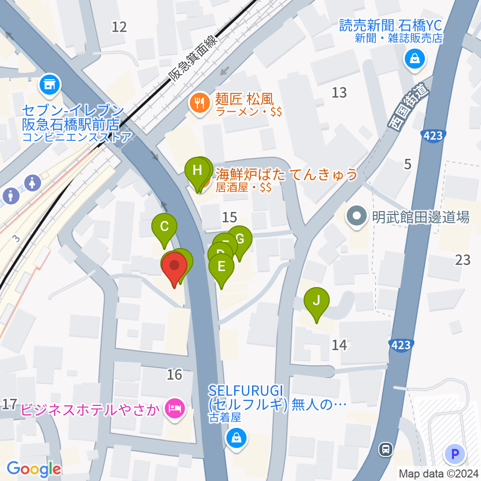 スタジオR's周辺のファミレス・ファーストフード一覧地図