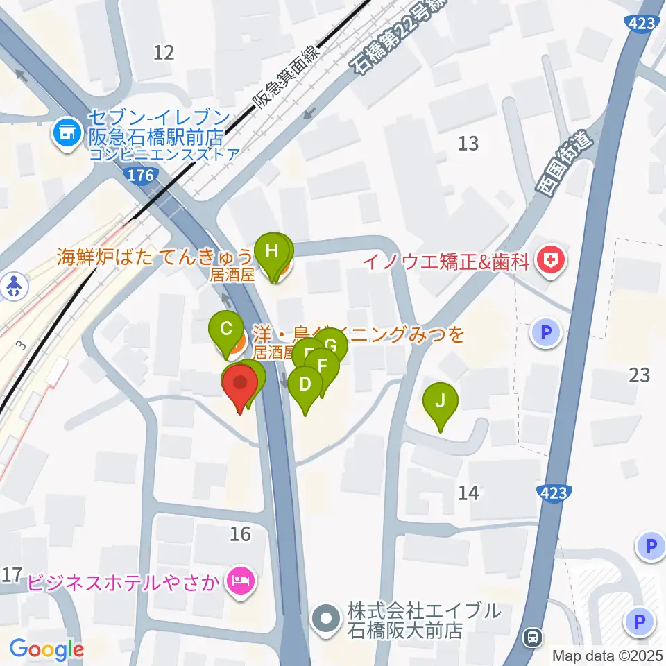 スタジオR's周辺のファミレス・ファーストフード一覧地図