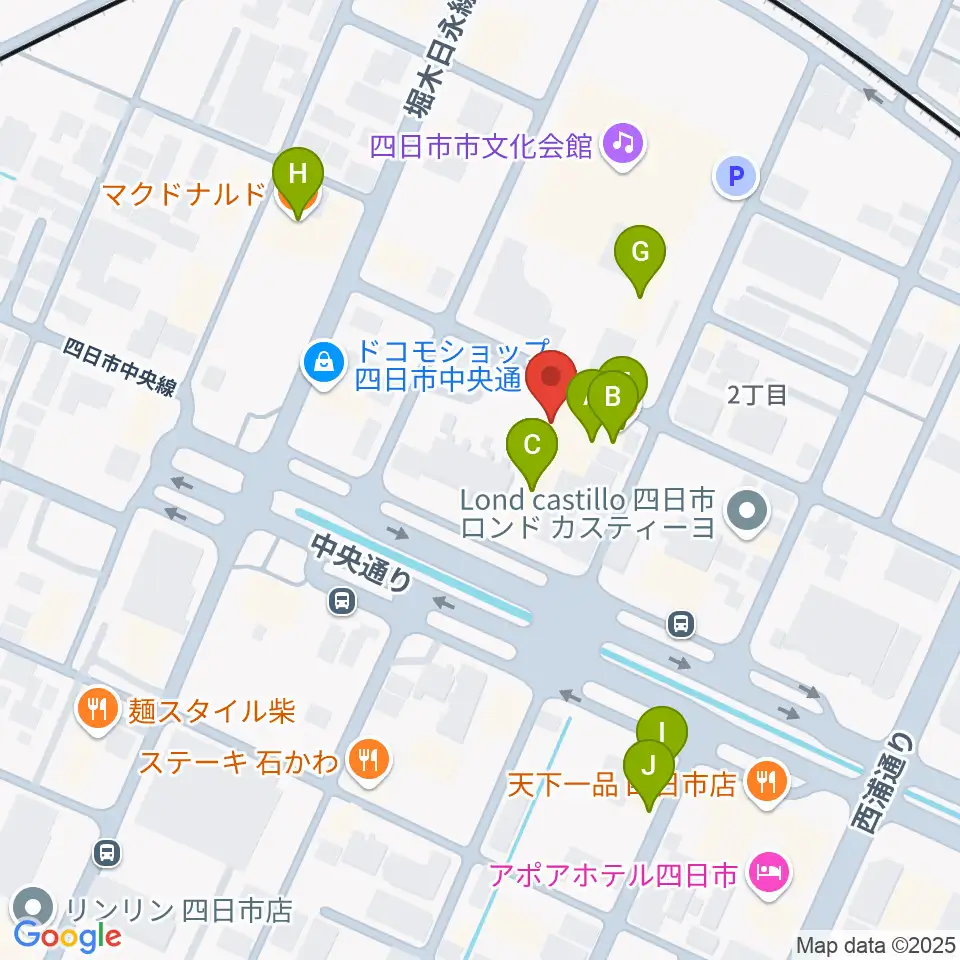 第一楽器ムーシケ周辺のファミレス・ファーストフード一覧地図
