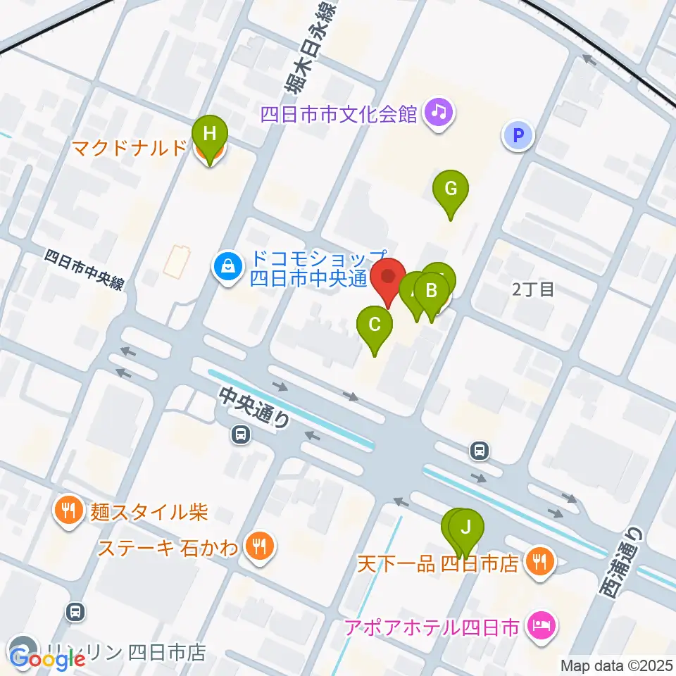 第一楽器ムーシケ周辺のファミレス・ファーストフード一覧地図