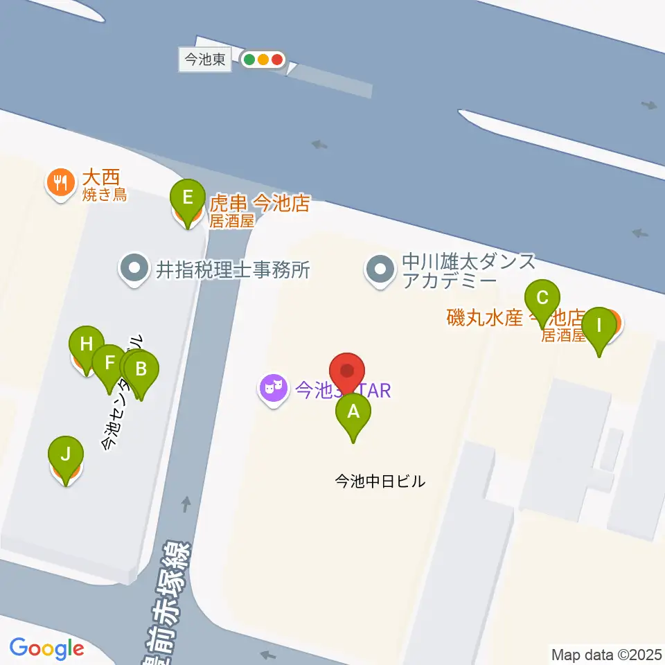 今池3STAR周辺のファミレス・ファーストフード一覧地図