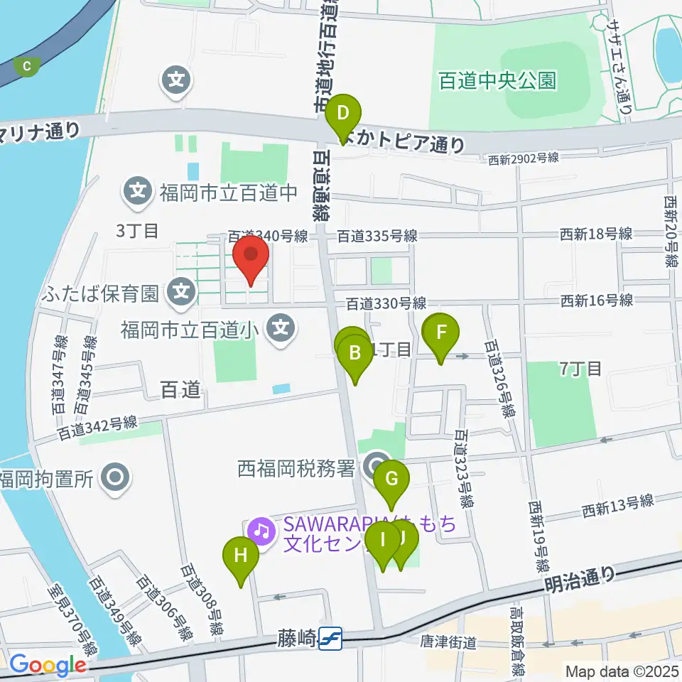 カルチャー教室てんとう虫周辺のファミレス・ファーストフード一覧地図