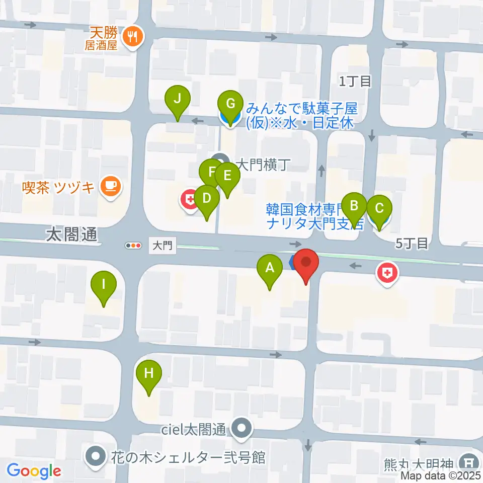 ピアノ教室luce(ルーチェ)中村教室周辺のファミレス・ファーストフード一覧地図