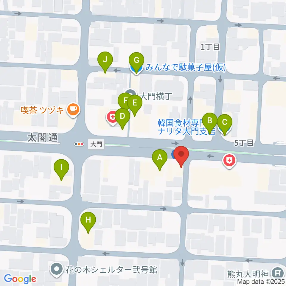 ピアノ教室luce(ルーチェ)中村教室周辺のファミレス・ファーストフード一覧地図
