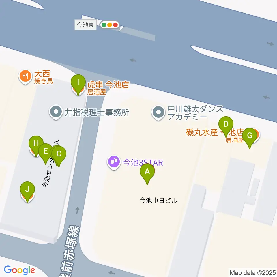クラブナージ音楽教室 今池校周辺のファミレス・ファーストフード一覧地図