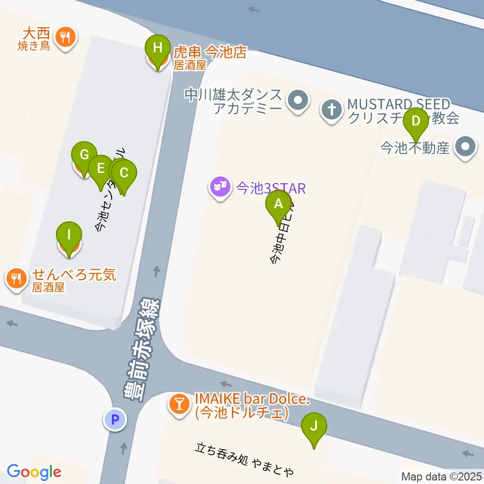 クラブナージ音楽教室 今池校周辺のファミレス・ファーストフード一覧地図