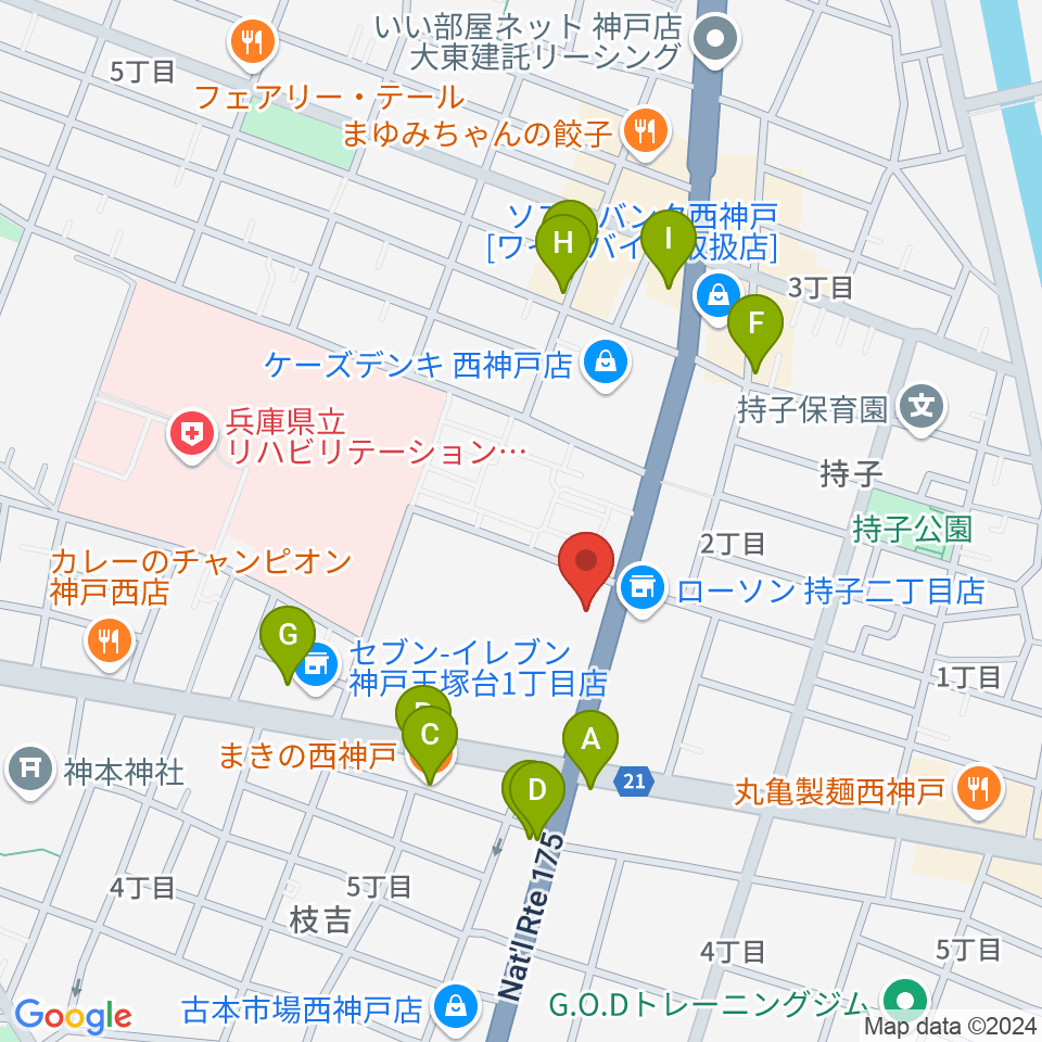 ドリーム・ステップ音楽教室周辺のファミレス・ファーストフード一覧地図