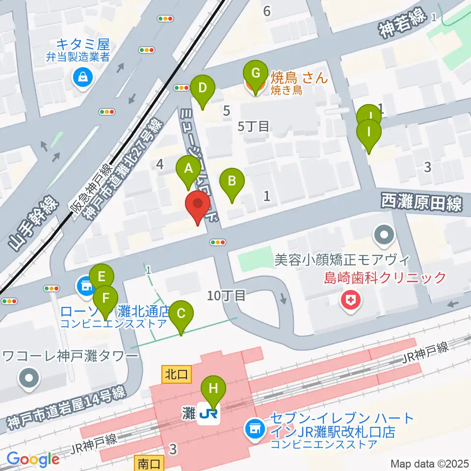 サークル音楽教室周辺のファミレス・ファーストフード一覧地図