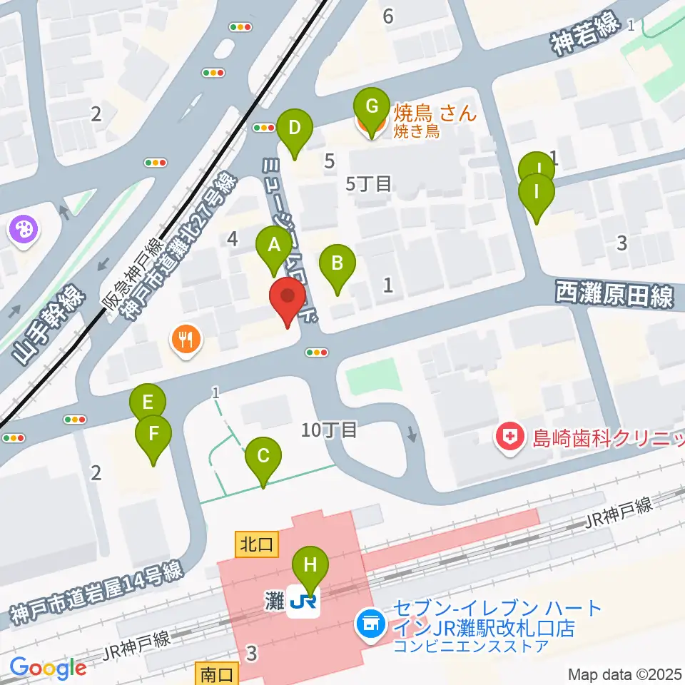 サークル音楽教室周辺のファミレス・ファーストフード一覧地図