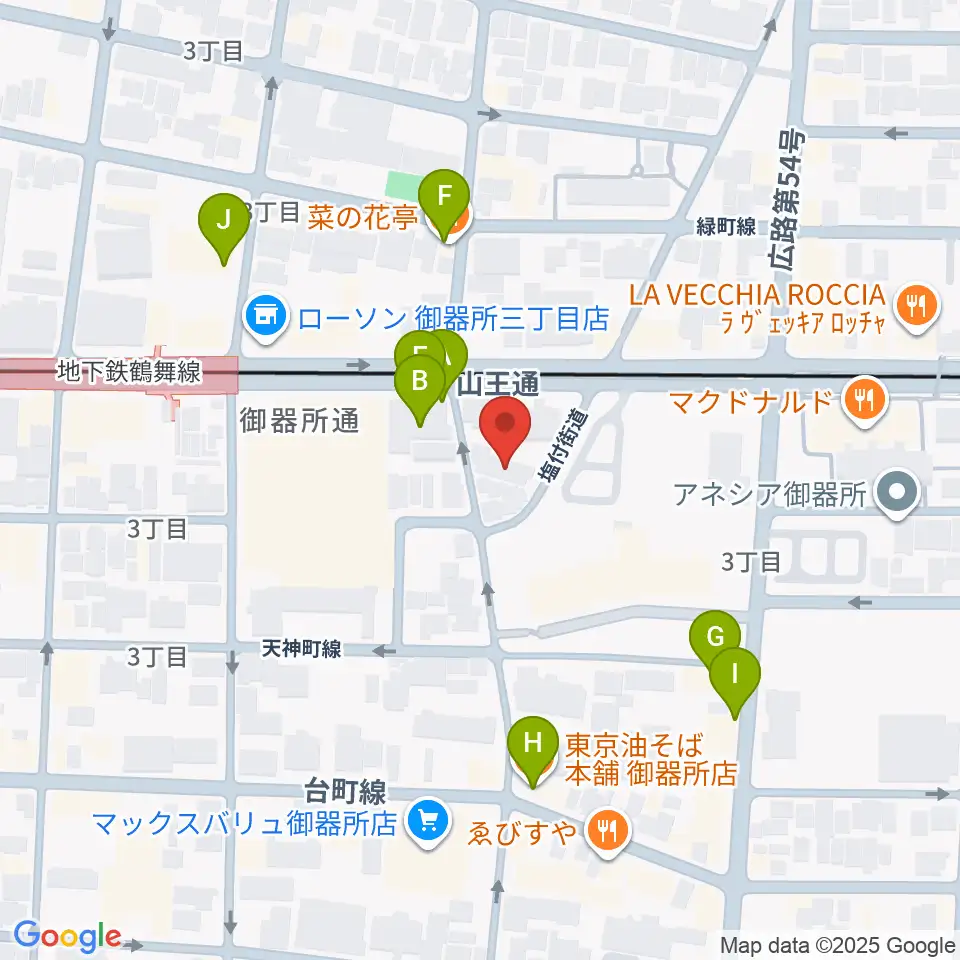 名古屋音楽館周辺のファミレス・ファーストフード一覧地図