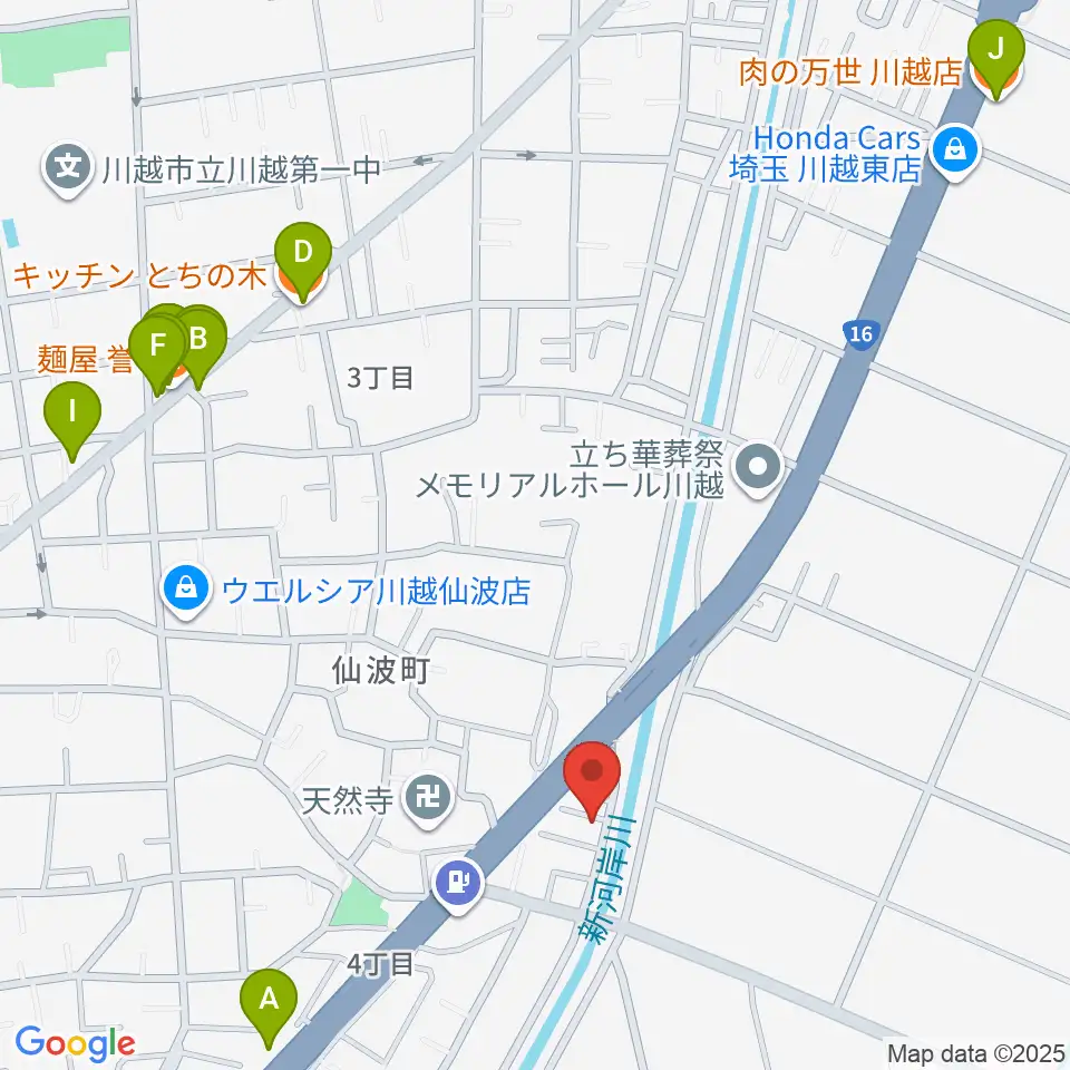 むらやまミュージック周辺のファミレス・ファーストフード一覧地図