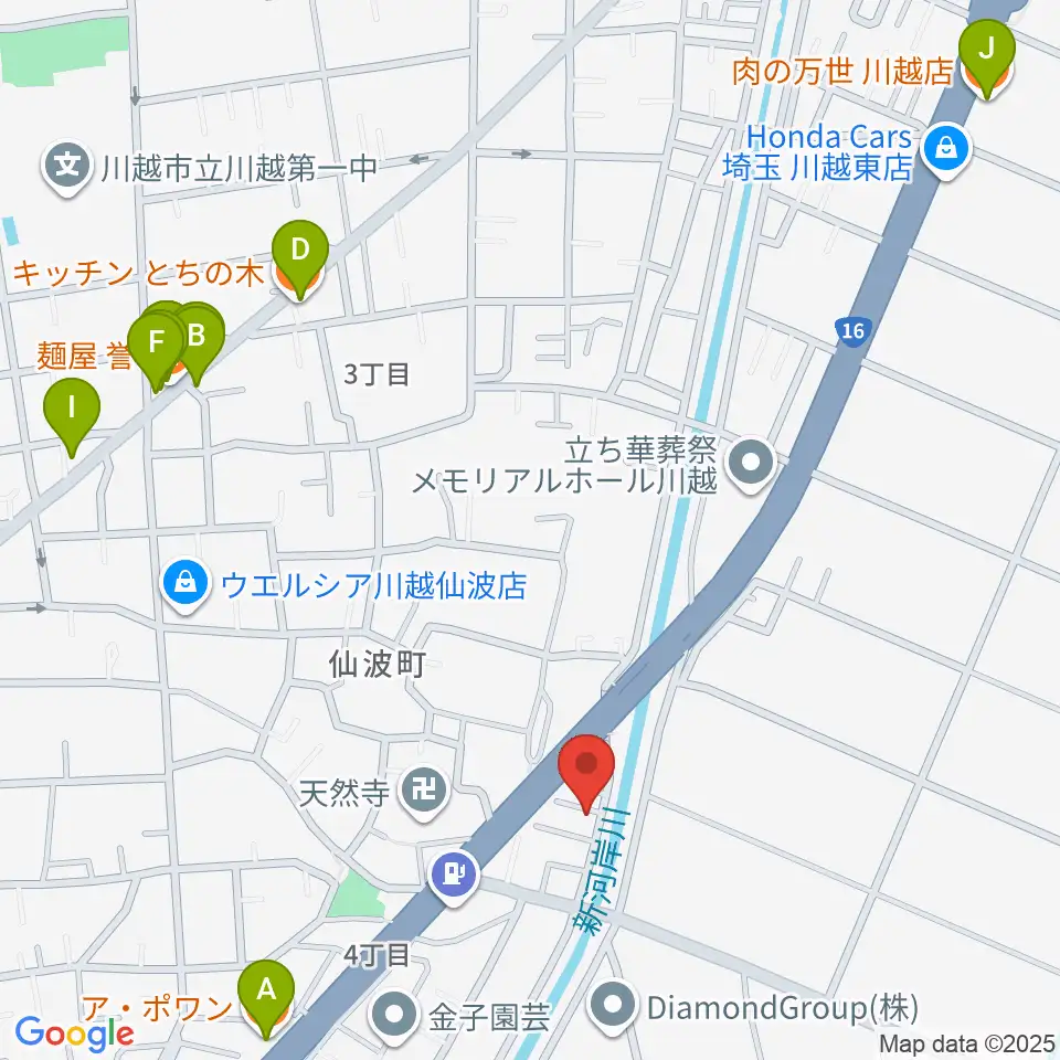 むらやまミュージック周辺のファミレス・ファーストフード一覧地図