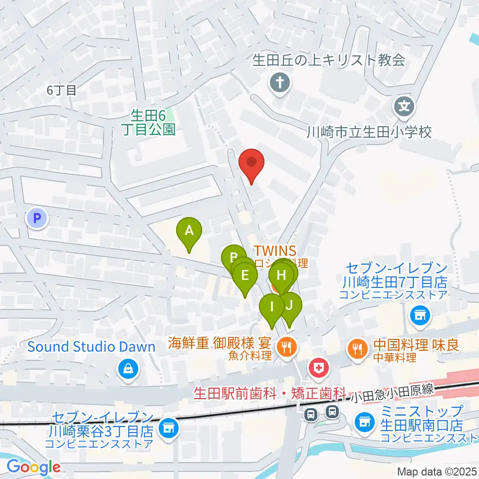 フェリーチェミュージックスクール周辺のファミレス・ファーストフード一覧地図