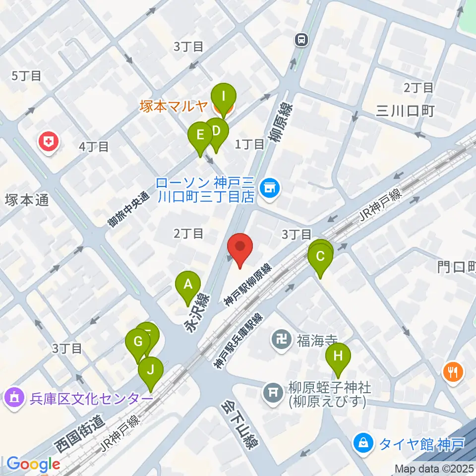 土田音楽教室周辺のファミレス・ファーストフード一覧地図