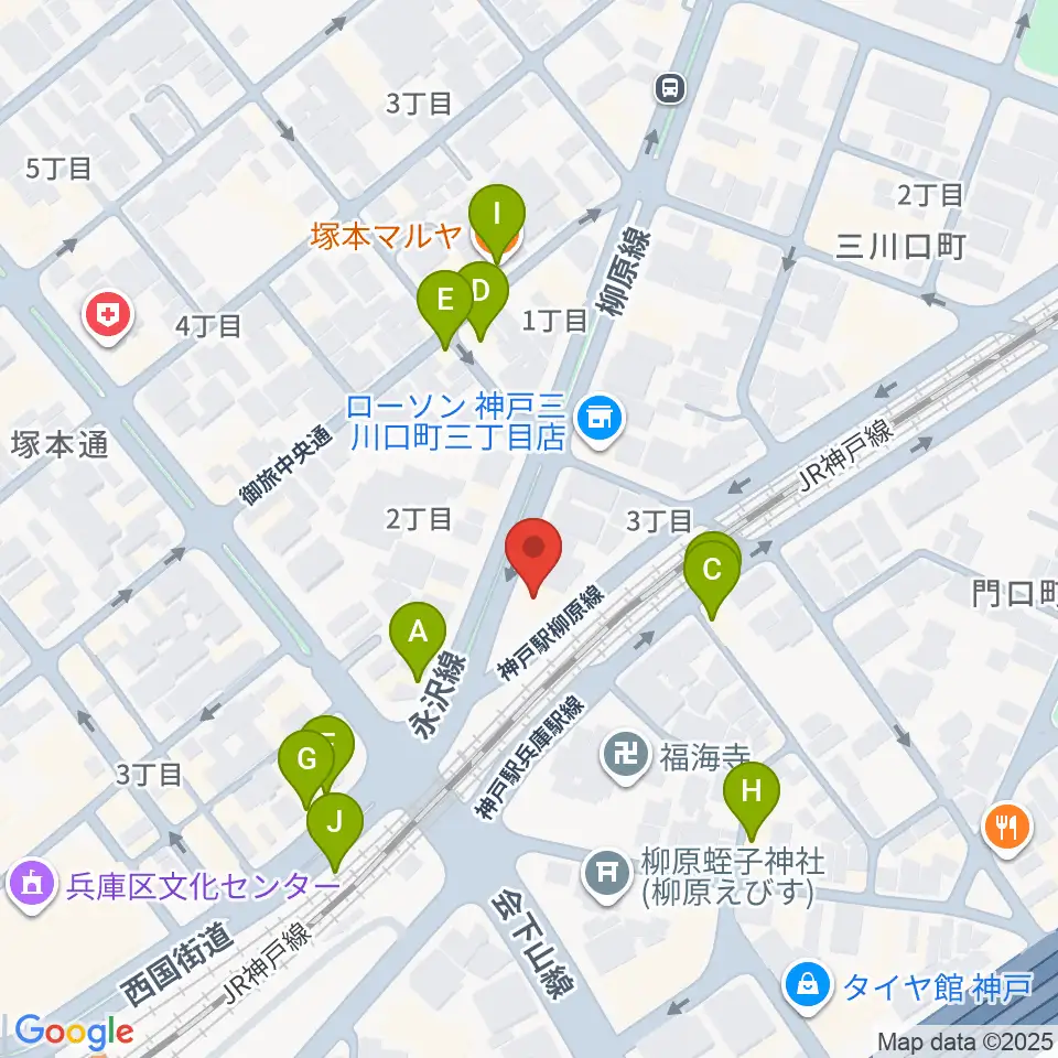 土田音楽教室周辺のファミレス・ファーストフード一覧地図