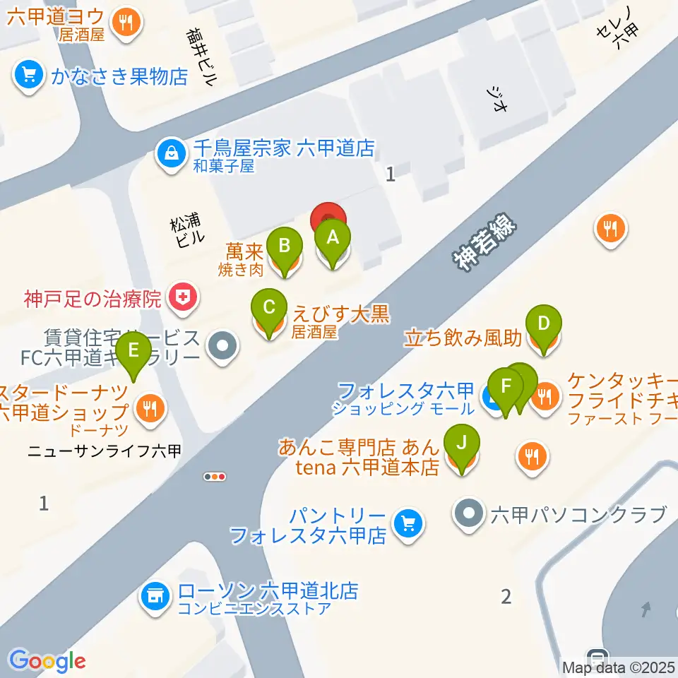 ボイストレーニング HS DREAM周辺のファミレス・ファーストフード一覧地図