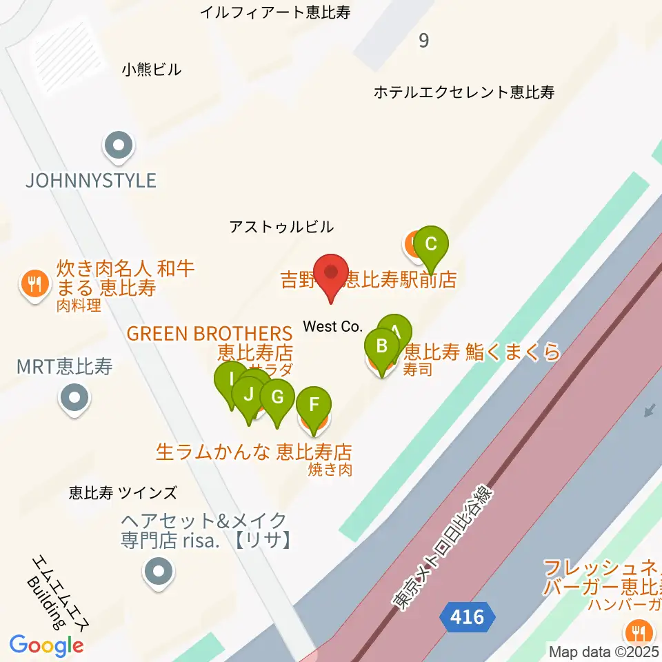 サイケデリズム周辺のファミレス・ファーストフード一覧地図
