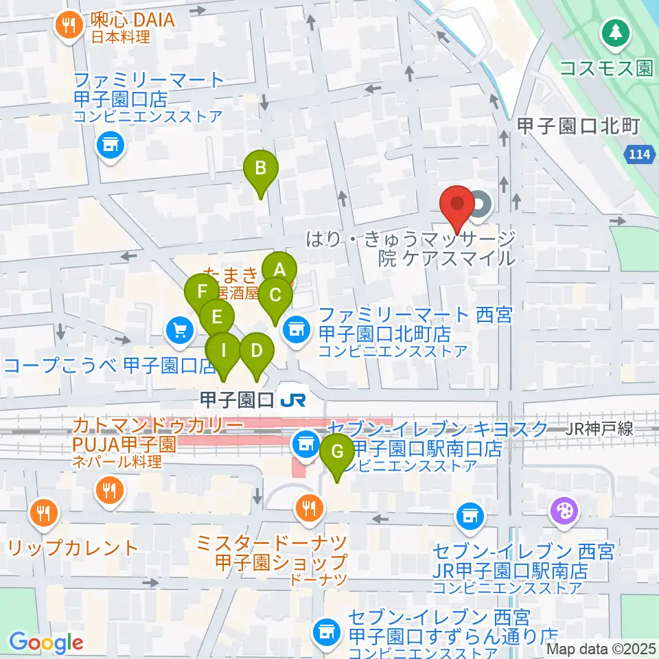 Musicぽえむ音楽教室周辺のファミレス・ファーストフード一覧地図