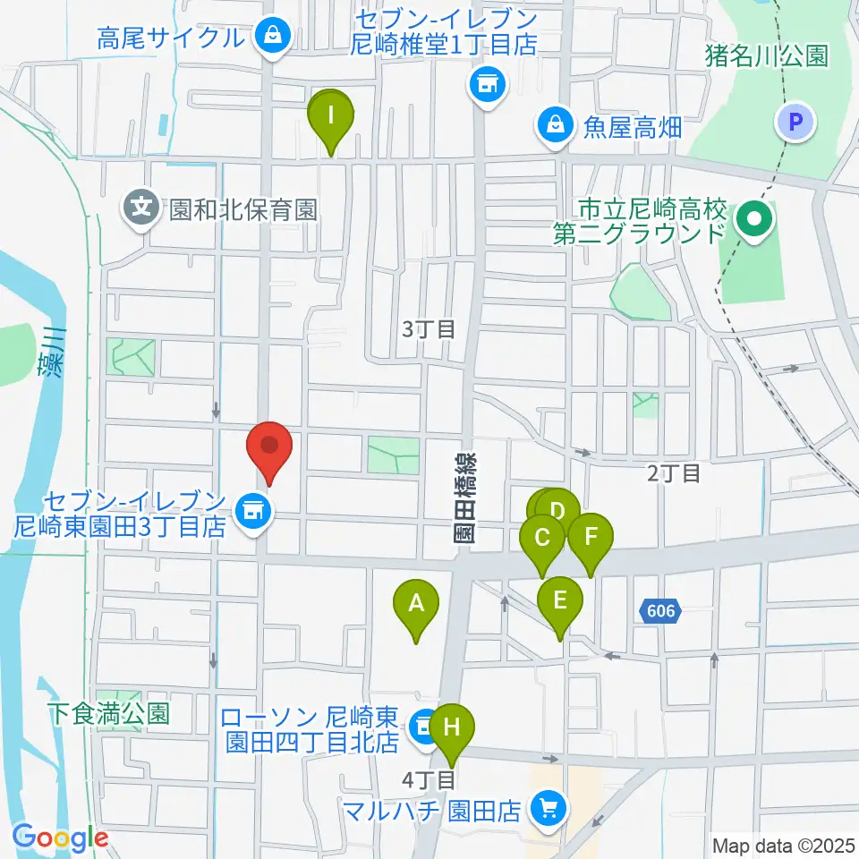 メロディーメイツ音楽教室周辺のファミレス・ファーストフード一覧地図