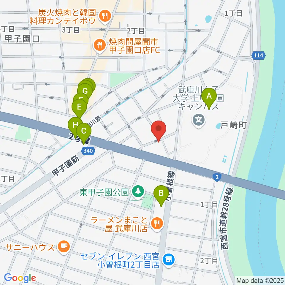 ティー・フォー・トゥ音楽教室周辺のファミレス・ファーストフード一覧地図