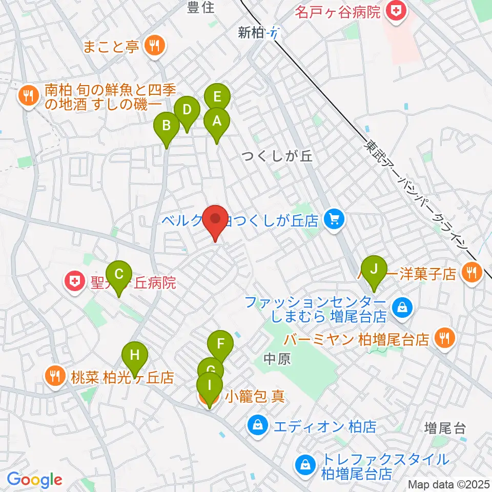 柳沢音楽教室周辺のファミレス・ファーストフード一覧地図