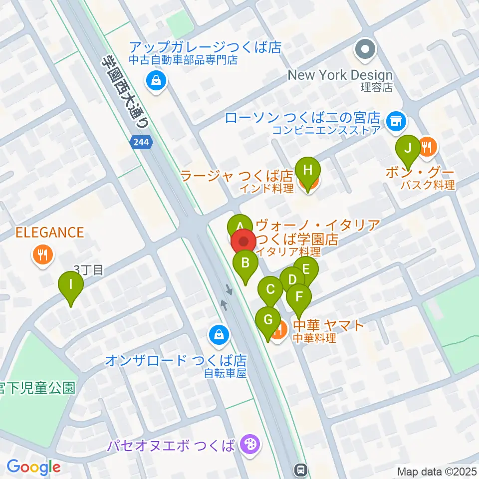 トニカ音楽院周辺のファミレス・ファーストフード一覧地図