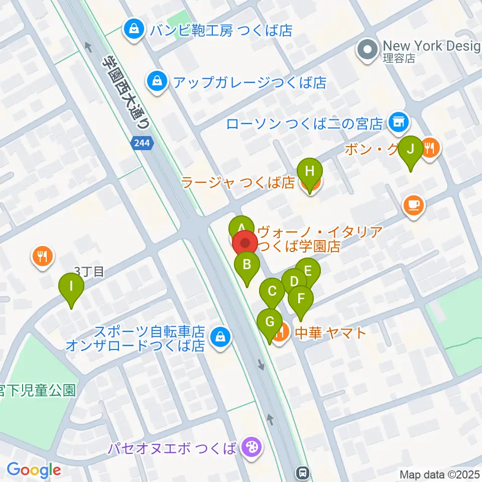 トニカ音楽院周辺のファミレス・ファーストフード一覧地図