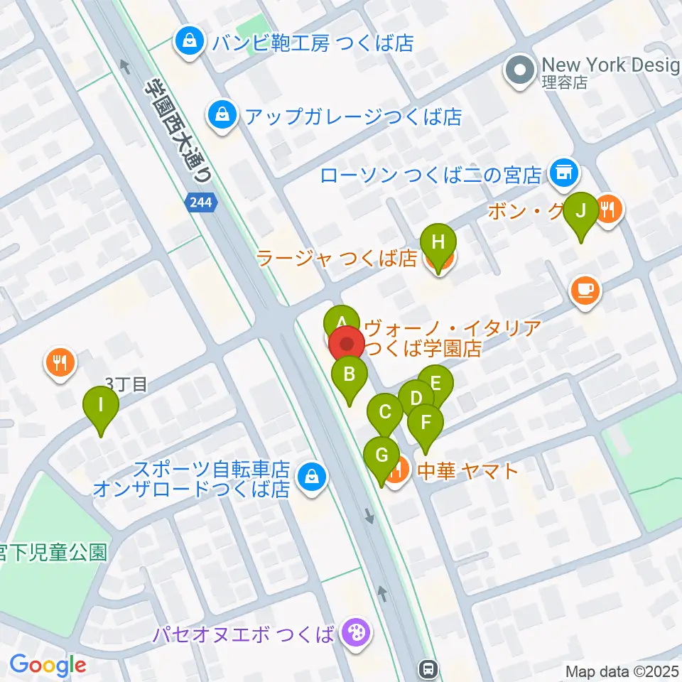 トニカ音楽院周辺のファミレス・ファーストフード一覧地図