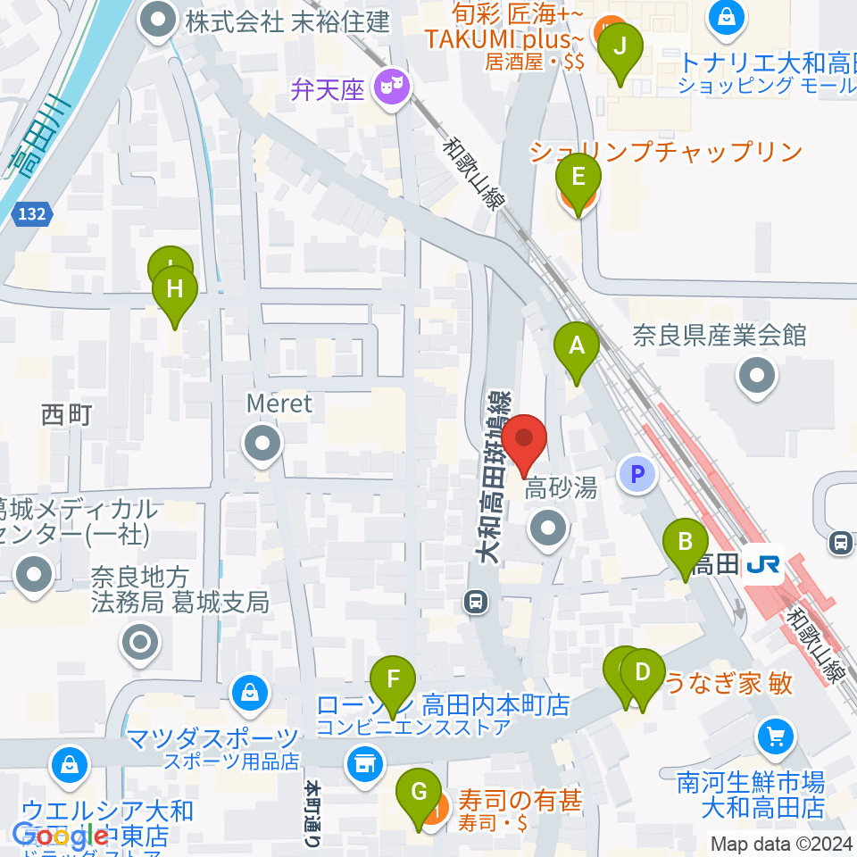 Music Salon Nakagawa周辺のファミレス・ファーストフード一覧地図