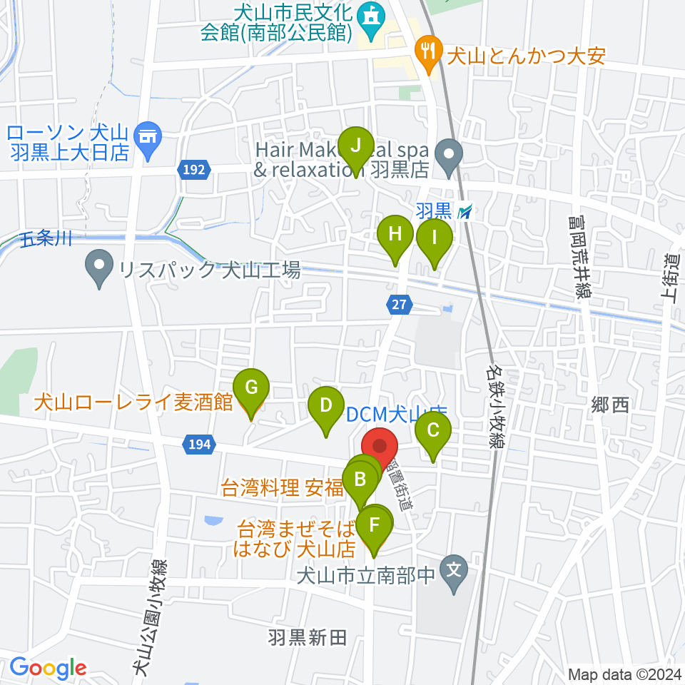 睦美音楽センター周辺のファミレス・ファーストフード一覧地図