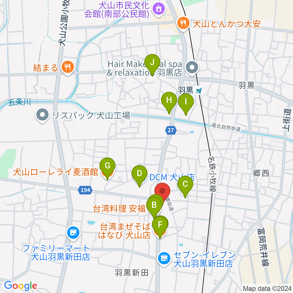 睦美音楽センター周辺のファミレス・ファーストフード一覧地図