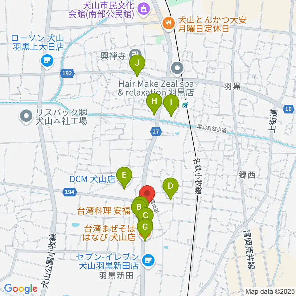 睦美音楽センター周辺のファミレス・ファーストフード一覧地図