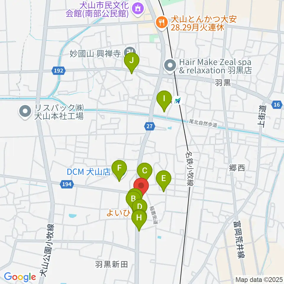 睦美音楽センター周辺のファミレス・ファーストフード一覧地図