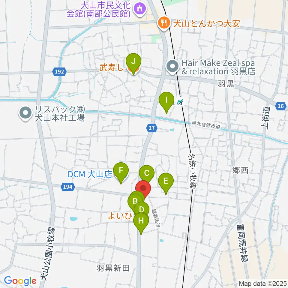 睦美音楽センター周辺のファミレス・ファーストフード一覧地図