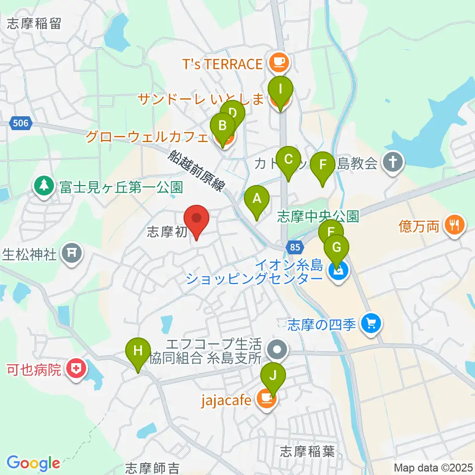 カリーネピアノ教室周辺のファミレス・ファーストフード一覧地図