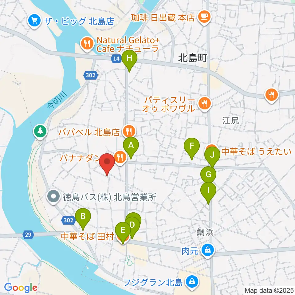 ドライブギターズ周辺のファミレス・ファーストフード一覧地図