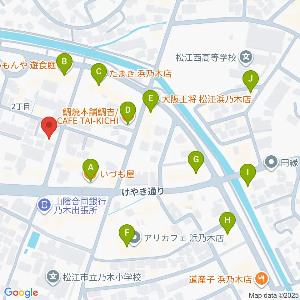 アイミュージックスクール周辺のファミレス・ファーストフード一覧地図