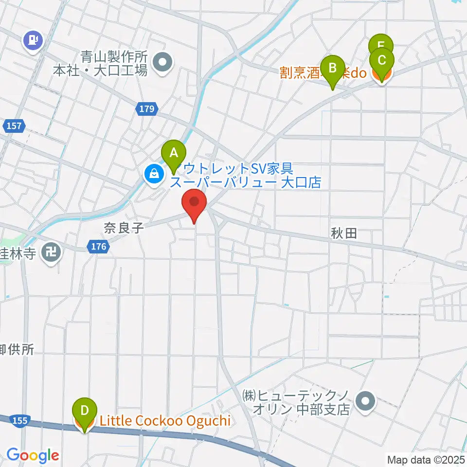 おおもり音楽教室周辺のファミレス・ファーストフード一覧地図