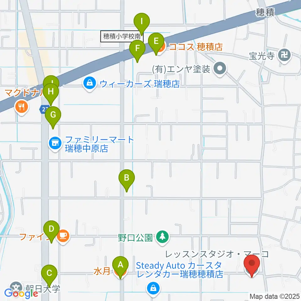 レッスンスタジオ・マーコ周辺のファミレス・ファーストフード一覧地図